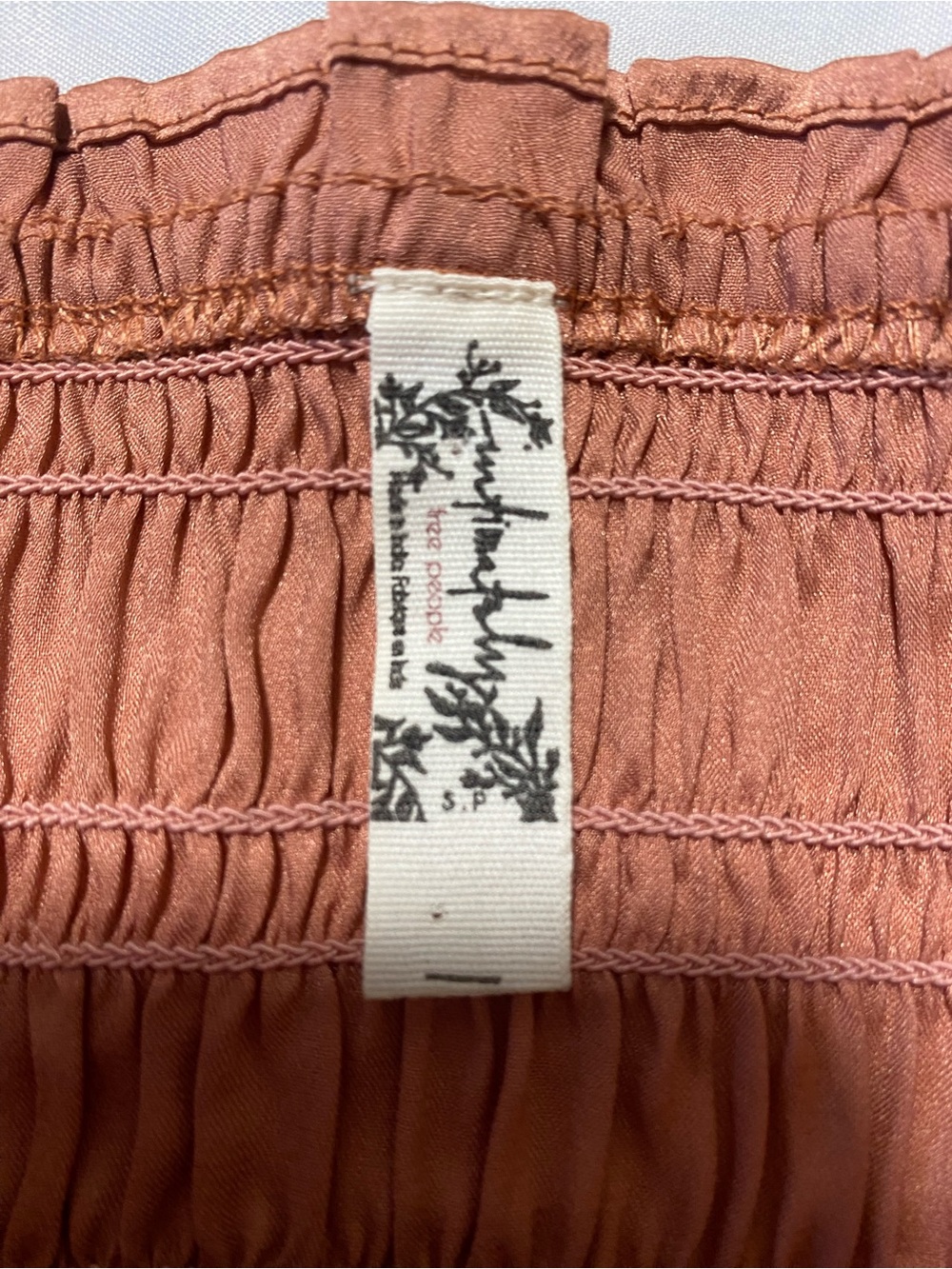 Free People Rusty Rose Smocked Satin Crop Top - Picture 3 of 6